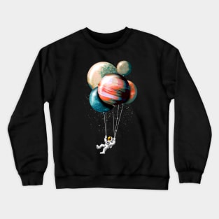 Cute Spaceman with Balloon Planets Crewneck Sweatshirt
